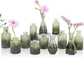 Green Glass Bud Vases Set of 12, Mini Flower Vase by UPBUD