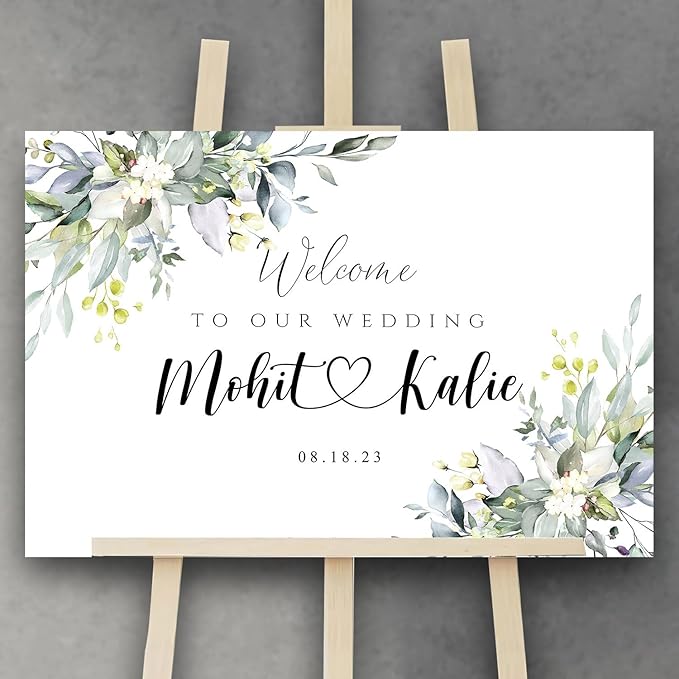 Editable Wedding Sign, Wedding Welcome Sign, Wedding Eucalyptus Sign by Custom