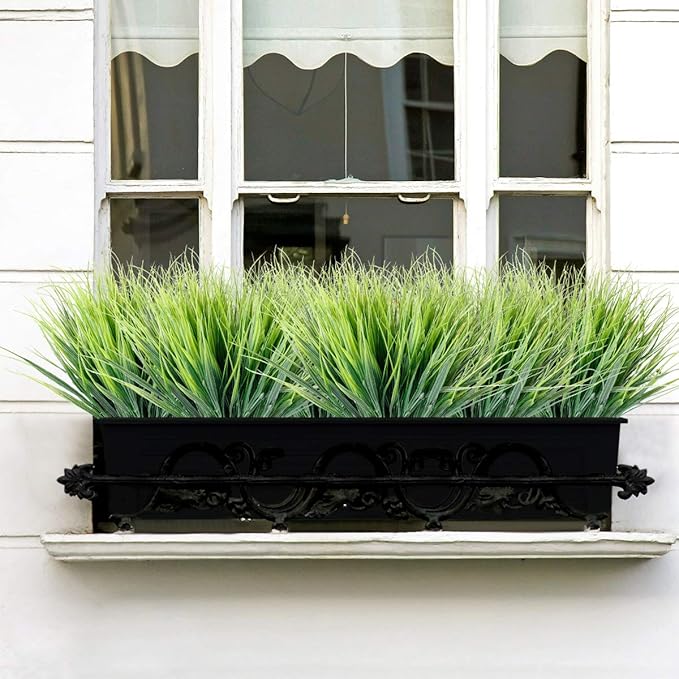 30 Bundles Artificial Grasses Outdoor UV Resistant Fake Grasses No Fade Faux - Image 2