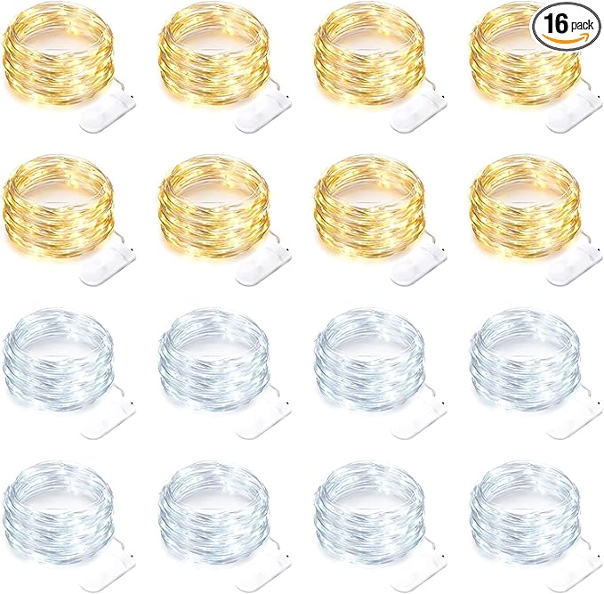 16 Pack 30 Led Fairy Lights Battery Operated String 10 Feet Waterproof Twinkle by Yiaht