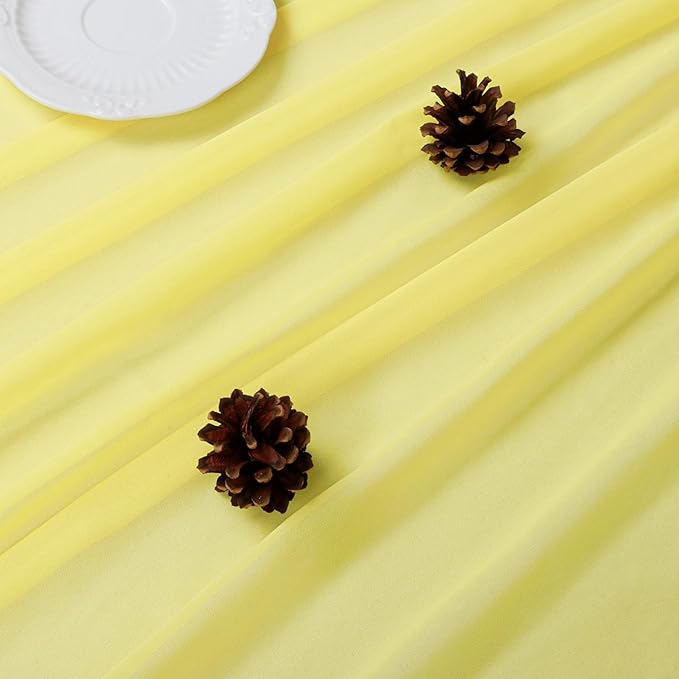 DUOBAO Yellow Chiffon Backdrop Curtains 108 Inches 2 Panels 29 Inch Width - Image 5