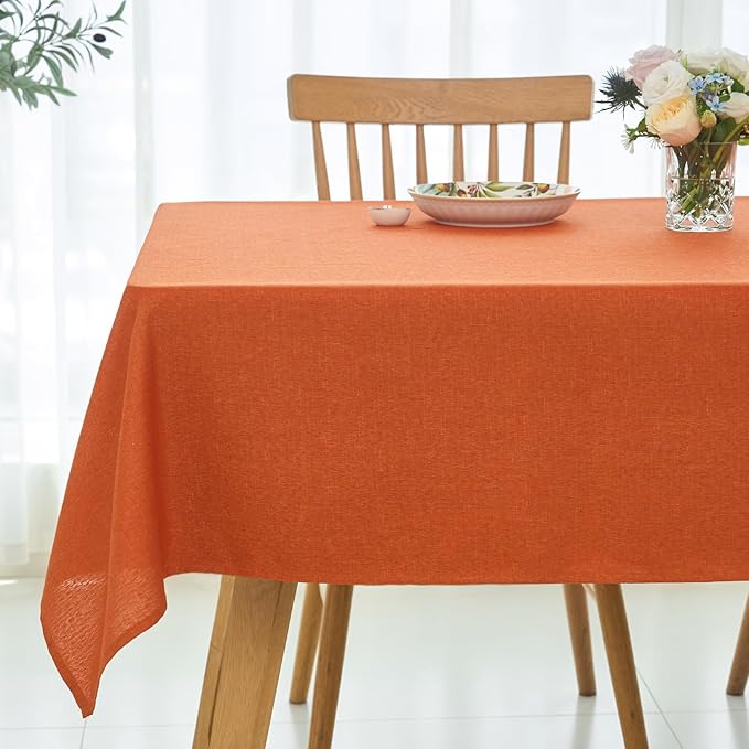 maxmill Linen Textured Rectangle Tablecloth Water Resistant Wrinkle Free by maxmill
