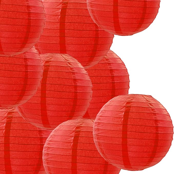 Red Paper Lanterns 10pcs Party Hanging Decorations by Capesaro