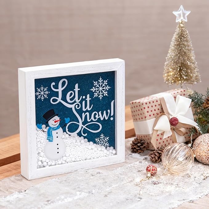 Christmas Wooden Tabletop Sign Blue Snowman - Image 6
