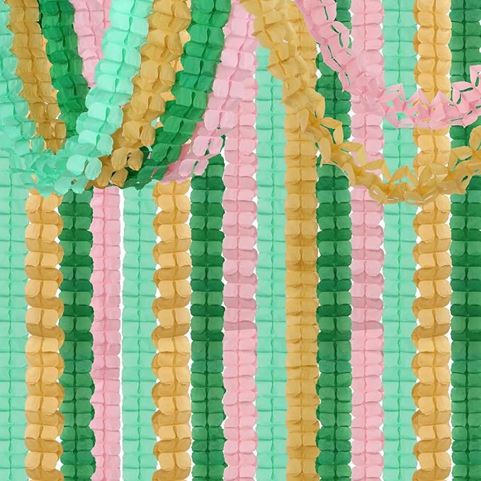 Sage-Green Pink-Gold Party-Decorations Streamers Garland by OURUOLA