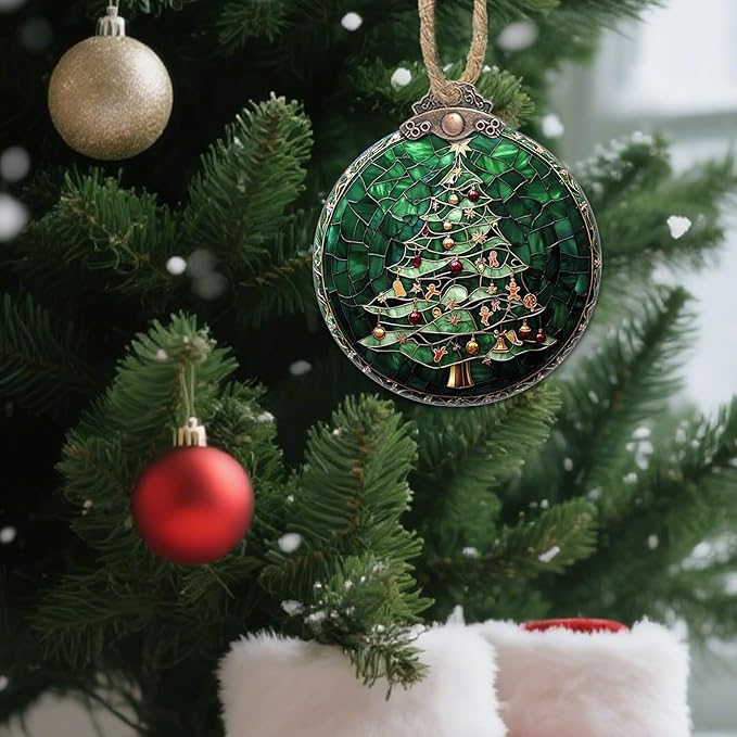 Stained Glass Christmas Decorations, Small Bell Pendant Suncatcher - Image 2