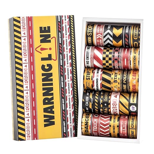 30 Rolls Warning line Theme Washi Tape Set, Writable Decorative Tapes by ICCEEMEE
