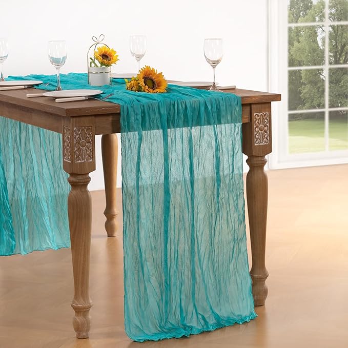 Teal Green Cheesecloth Table Runner 6 Pack Fall Table Runners Boho Gauze 120 - Image 2