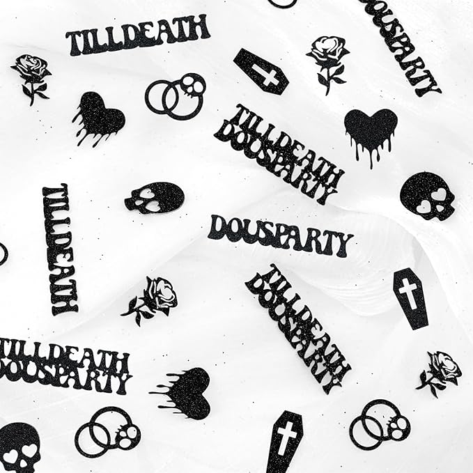 Till Death Do Us Party Confetti, Glitter Halloween Bachelorette Party Table by DreamSpace