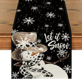 Artoid Mode Black Snowman Snowflake Let it Snow Winter Table Runner, Christmas by ArtoidMode