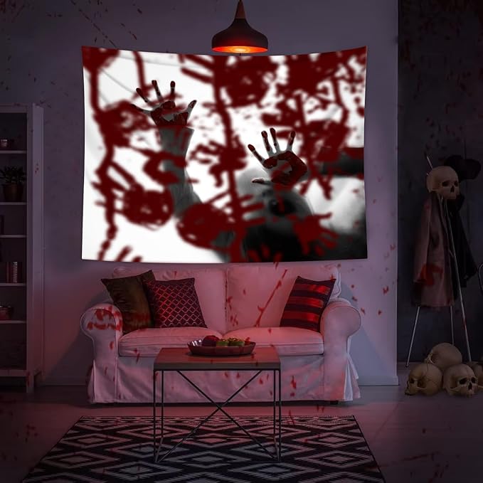 QGHOT Halloween Tapestry Wall Hanging, Scary Bloody Backdrop Horror Tapestry by QGHOT