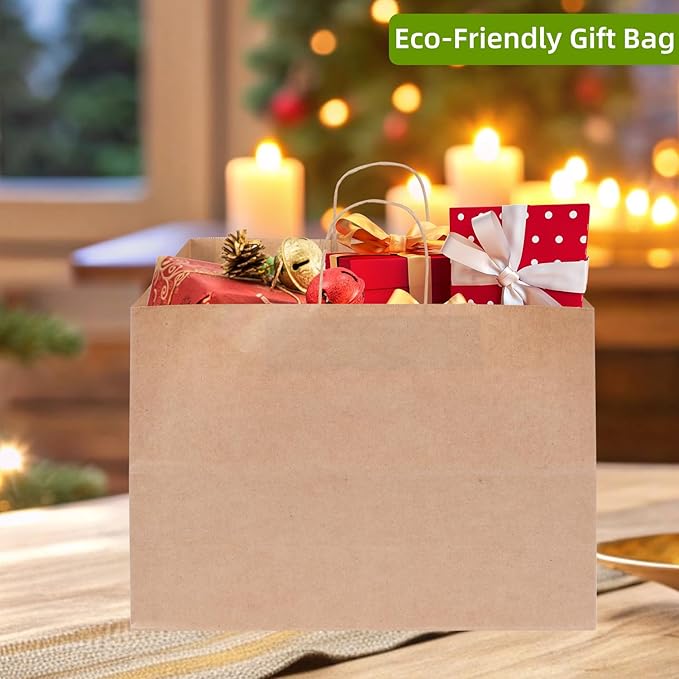 Johuivo Brown Paper Bags with Handles, Recyclable Kraft Gift Bag and Retail Bag - Image 3