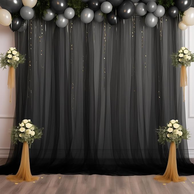 10x10ft Sheer Black Backdrop Curtains - Image 6
