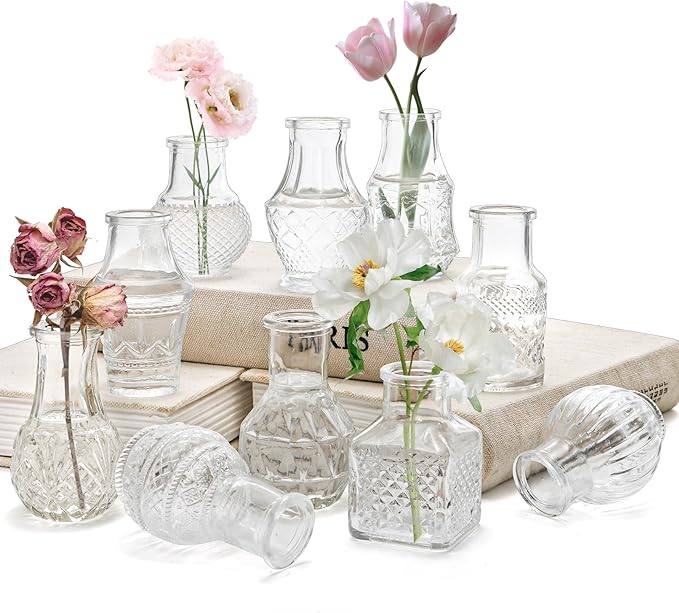 Tebery 20 Pack Glass Bud Vases, Vintage Mini Glass Vase Set Bulk - Image 5