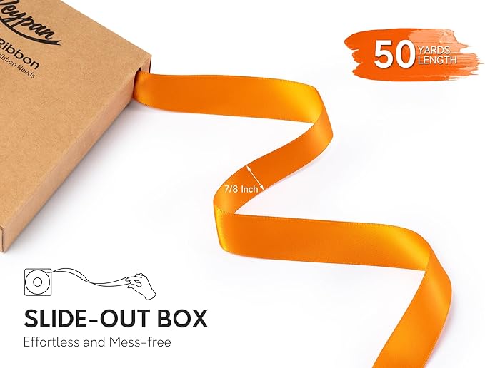 Orange Satin Ribbon 7/8 Inch x 50 Yards Double-Faced - Image 2