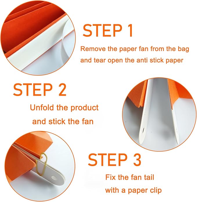Orange Birthday Party Decorations, DIY Orange Paper Fans Hanging Decoration - Image 3