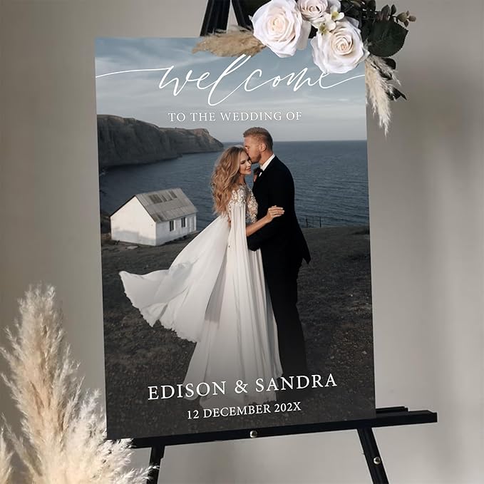 Personalized Wedding Photo Acrylic Welcome Sign – Custom Picture Board - Image 5