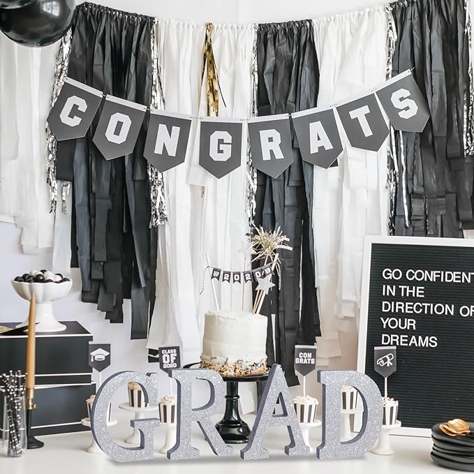 TONIFUL 8 Inch Silver Glitter Letter R Table Centerpiece A-Z Silver Birthday - Image 4