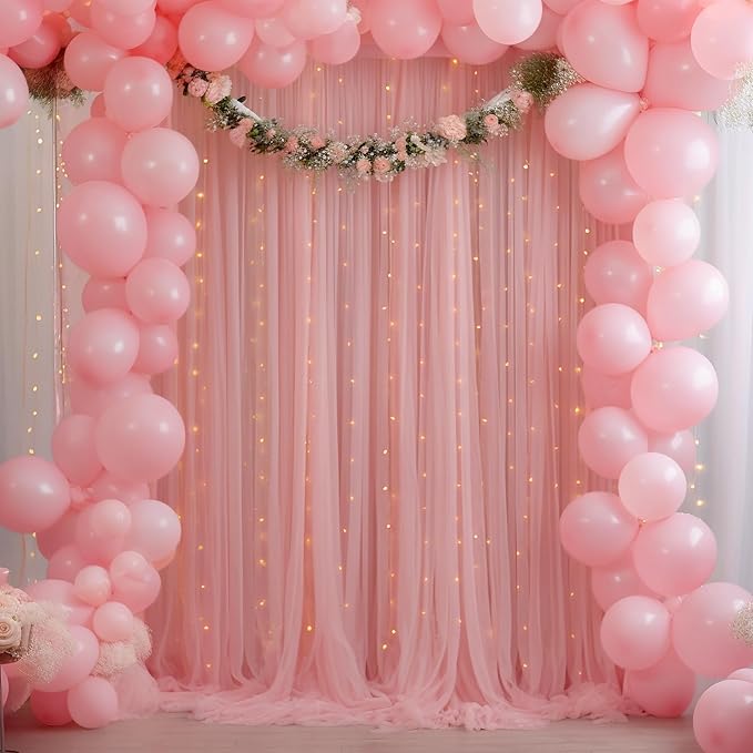30×10ft Dusty Rose Tulle Backdrop Curtain - Image 7