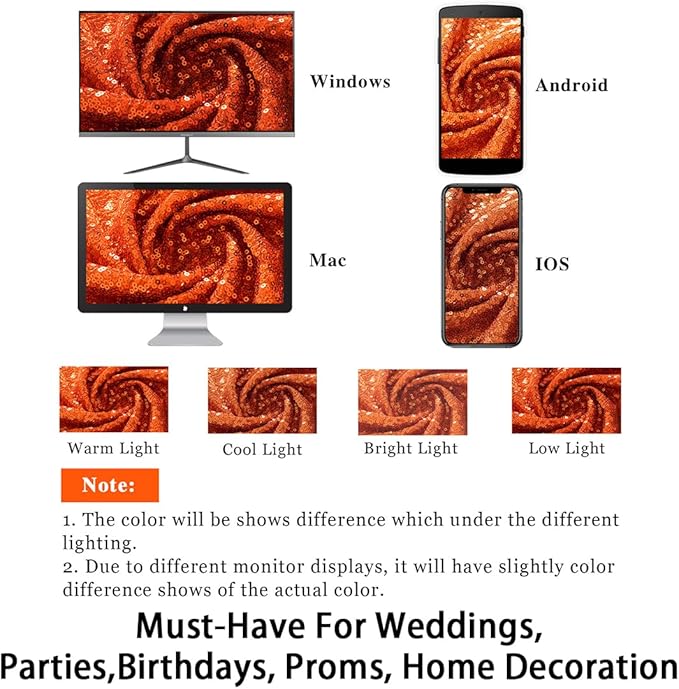 ShinyBeauty Sequin Curtains 2 Panels 4x10ft Orange Sequin Backdrop Curtains - Image 5