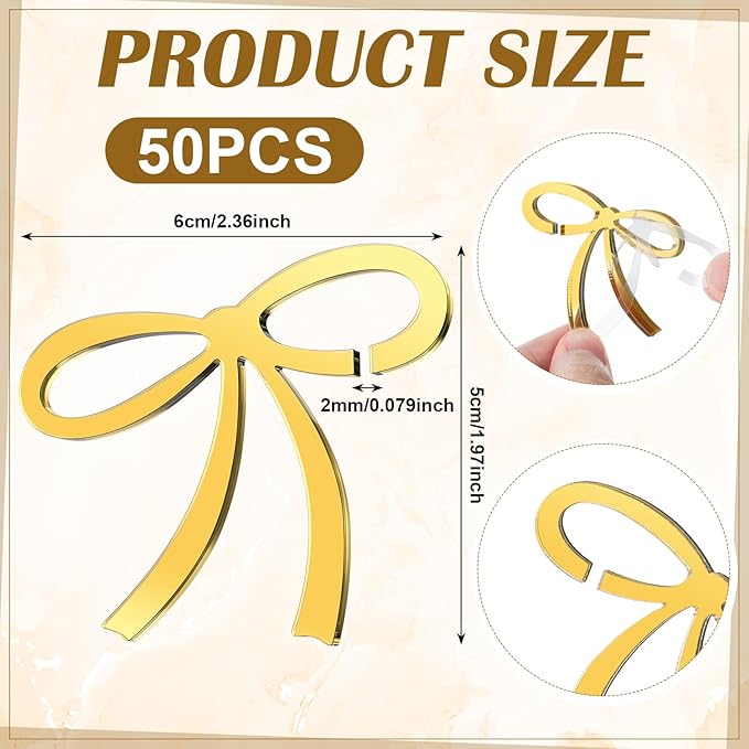 50 Pcs Bows Drink Tags Coquette Bow Wine Glass Charms Acrylic Bowknot Drink Tag - Image 2