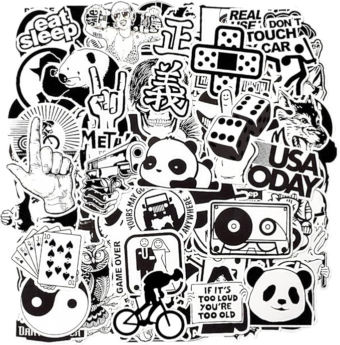 QTL Black and White Stickers for Adults Funny Stickers for Laptop Skateboard - Image 2