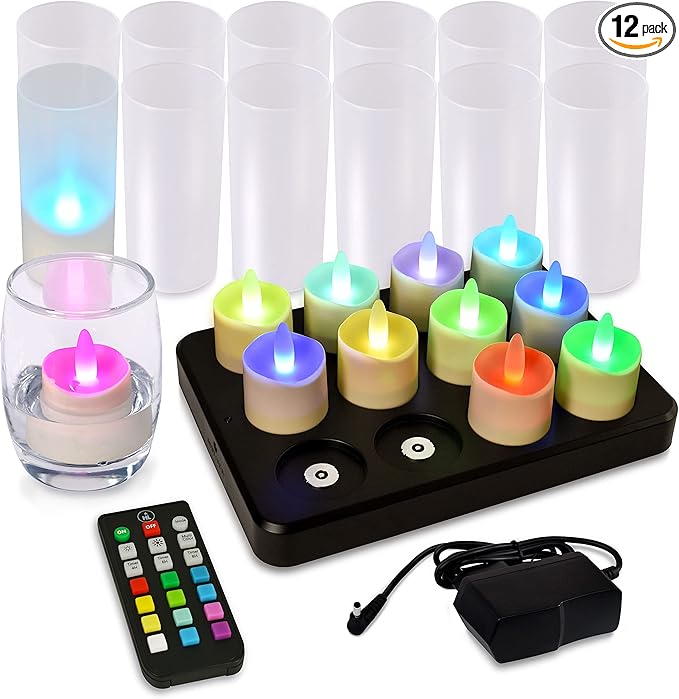 HL Flameless Candles with Remote Timer&Charging Station, 60+Hours Rechargeable by HLHappinessLight
