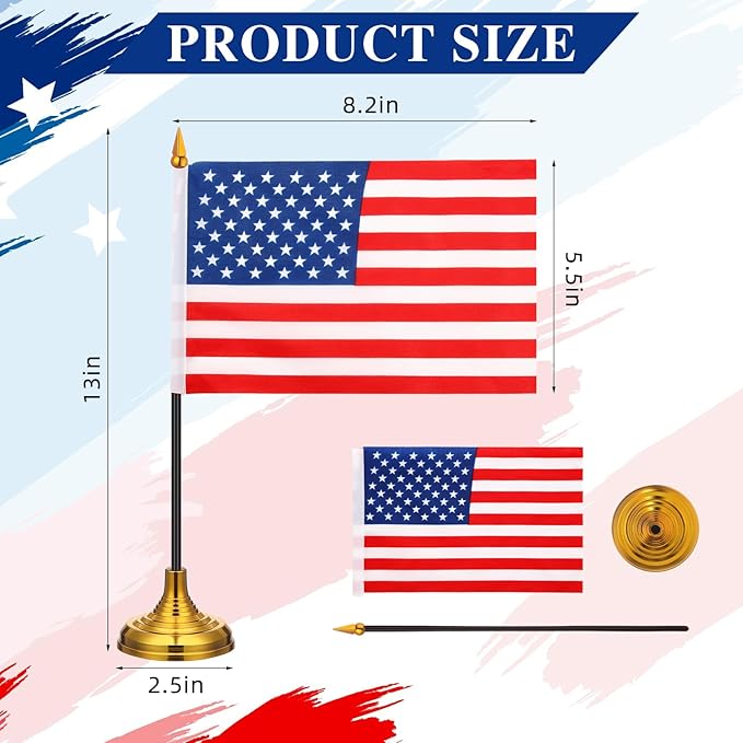 24 Pcs American Desk Flag Set Small USA Flags - Image 3