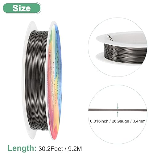 0.4 mm/26 Gauge Copper Wire for Jewelry Making, 30.2FT Copper Beading Craft - Image 3
