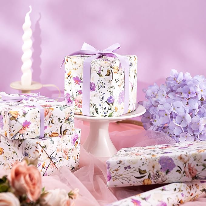 WRAPAHOLIC Kraft Floral Wrapping Paper Roll - Image 6
