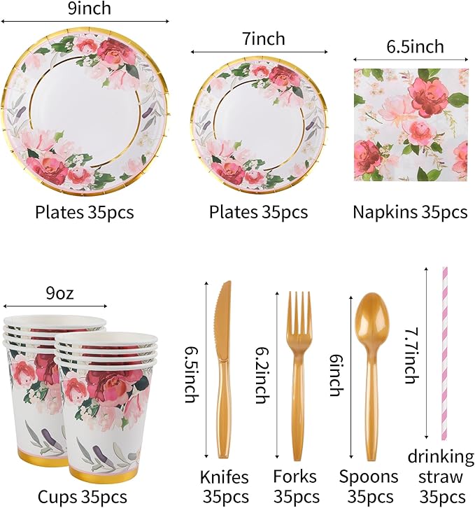 280 Pcs Thanksgiving Floral Paper Plates And Napkins Party Supplies - Image 2
