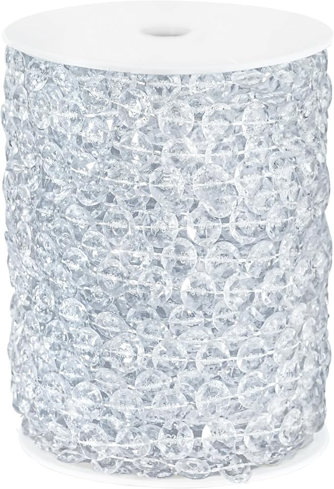 99FT Acrylic Crystal Garland, DIY Crystal Beads String Roll by ZJJZGYXINTAI