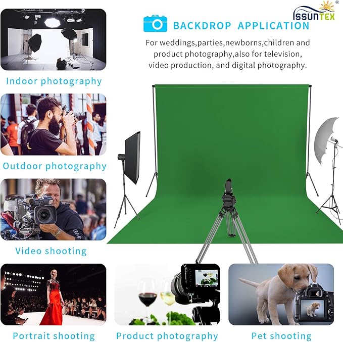 ISSUNTEX 10X20 ft Background Muslin Backdrop, Photo Studio, Collapsible High - Image 7