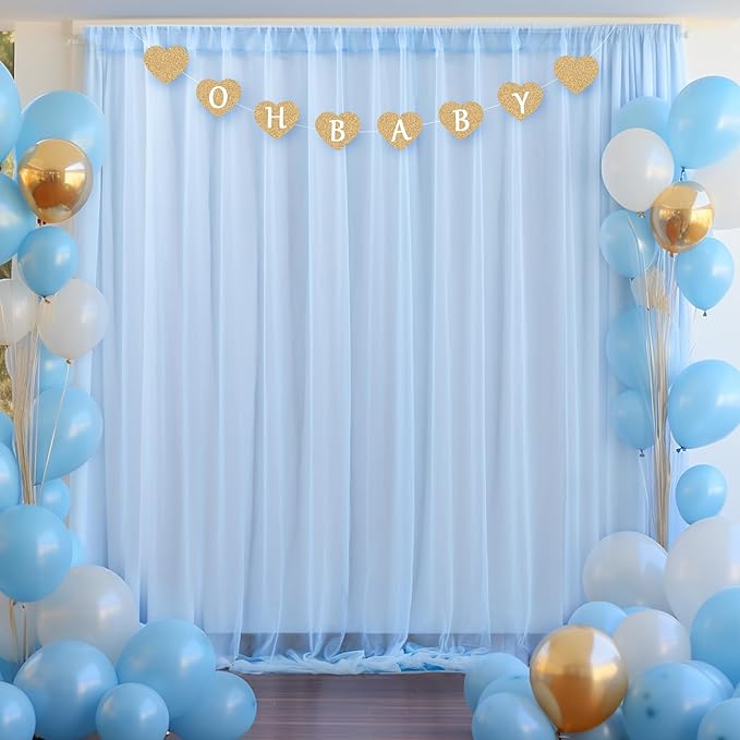 10x10ft Baby Blue Tulle Backdrop Curtain - Image 6