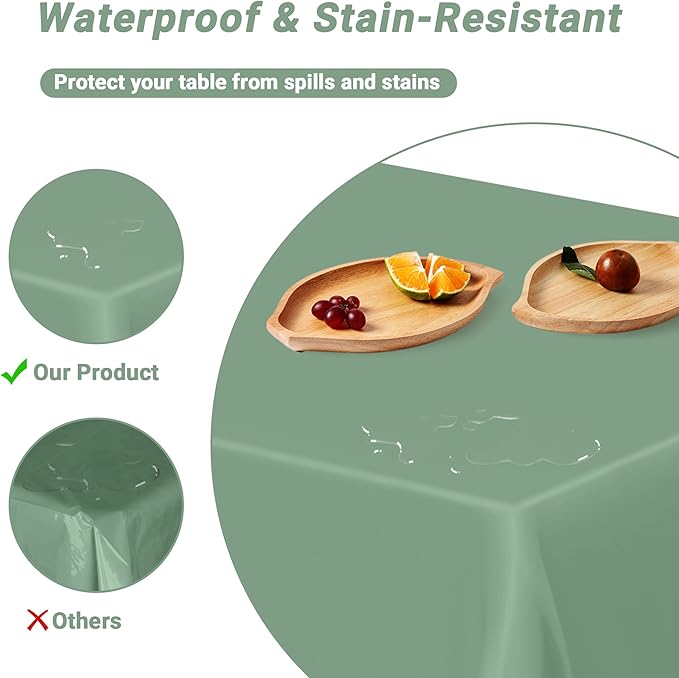 4 Pcs Picnic Table Cover, Disposable Sagegreen Plastic Table Cover, Waterproof - Image 3