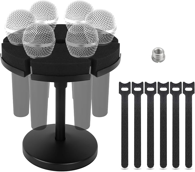 Multi Microphone Holder, Wired and Wireless Mic Holder by micfuns