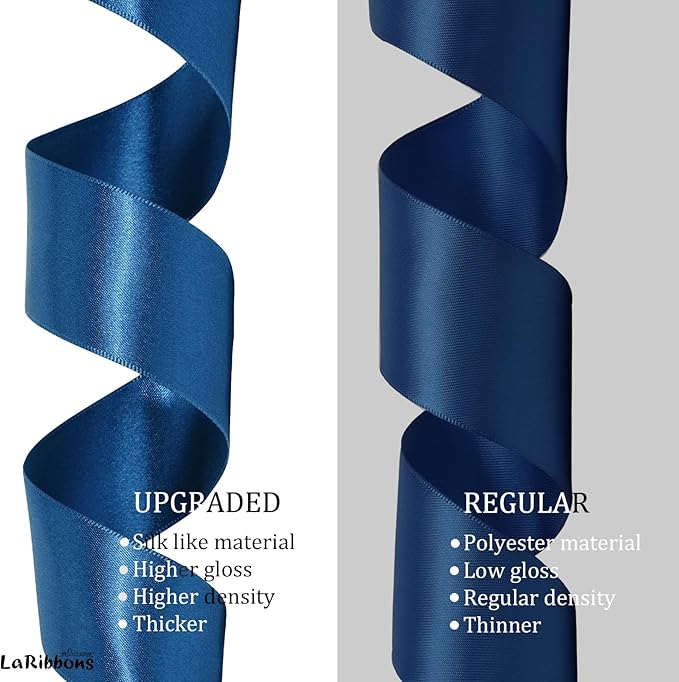 LaRibbons Navy Satin Ribbon 1 1/2 Inch 50 Yards Luxury Double Faced Blue Silk - Image 6