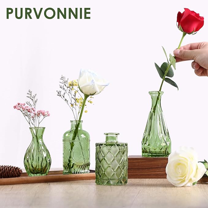 Vintage Small Glass Vases Set of 10, Mini Bud Vases - Image 3