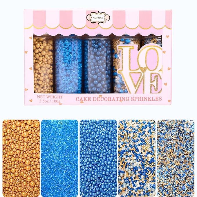 Confect Edible Sprinkles – Marine Royalty Theme – Assorted Pack by CONFECTTHECAKEDECORATINGCO