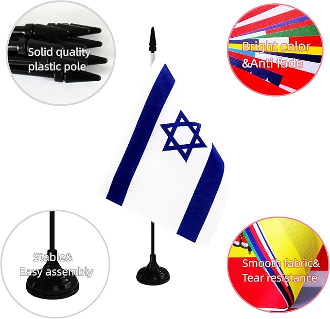 Israel Desk Flag, 12 Pack Israeli Table Office Flag - Image 3