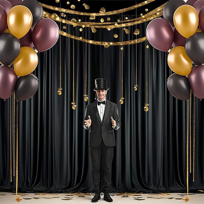 10 ft x 8 ft Wrinkle Free Black Backdrop Curtain - Image 7