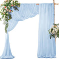 SiinvdaBZX 2 Panels Wedding Arch Draping Fabric 30" x 20Ft Light Blue Sheer by SiinvdaBZX