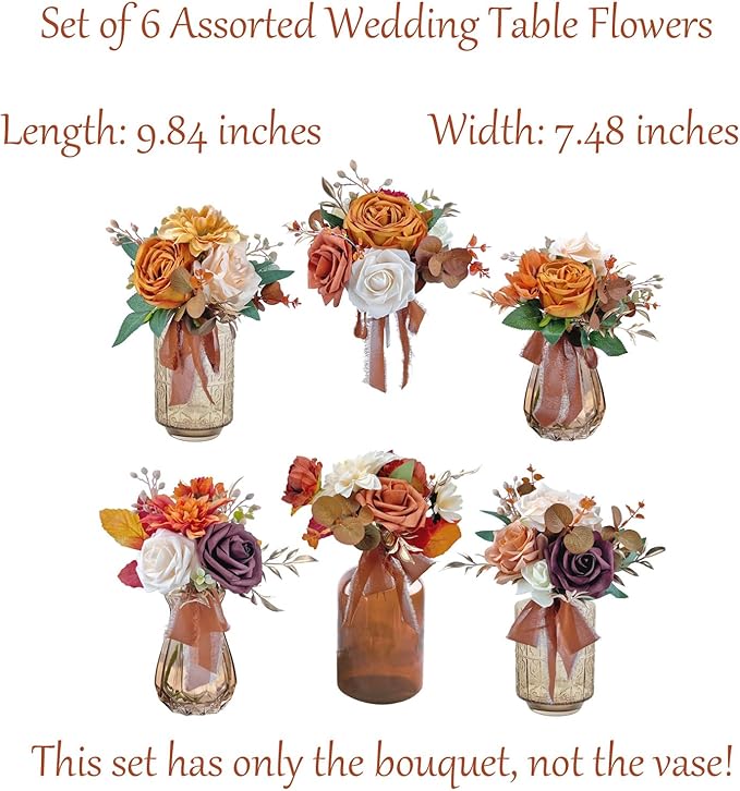 CherishedMoments Set of 6 Assorted Flower Centerpieces Mini Floral Wedding - Image 2
