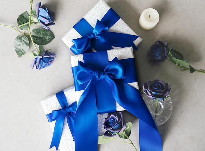 Royal Blue Satin Ribbon 2.5 Inch Double-Faced Ribbons 25 Yards - Image 6