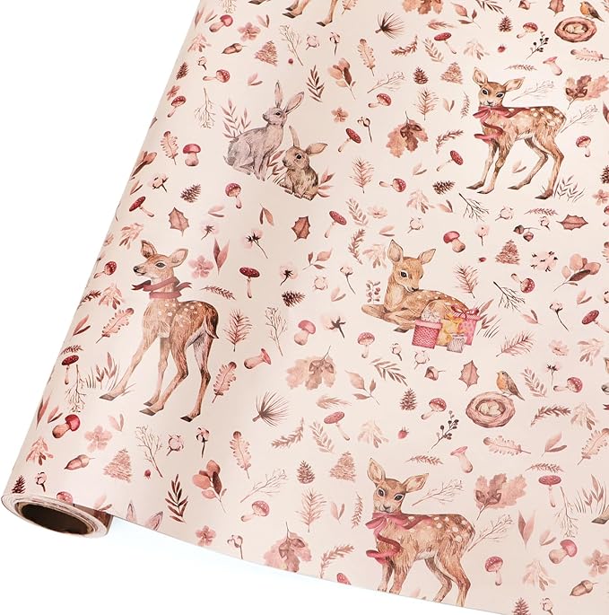 Ribbli Pink Christmas Wrapping Paper Rolls, Mini Roll-17 Inch x 33 by Ribbli
