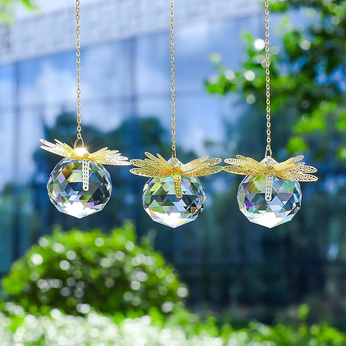 Crystal Suncatchers Gold Dragonfly 40mm Crystal Prisms Ball Rainbow Maker - Image 6