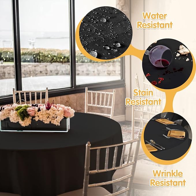 BRILLMAX 6 Pack Black Round Tablecloths 120 Inch - Image 3