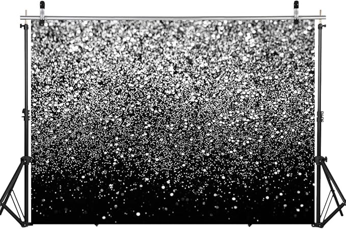 WOLADA Black and Silver Backdrop Silver Glitter Backdrop - Image 2