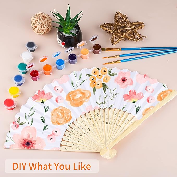 Aneco 36 Pieces Handheld Paper Fans Paper Folding Fans - Image 4
