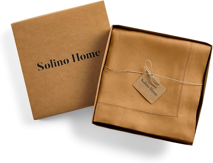 Solino Home Brown Sugar Linen Tablecloth 60 x 90 Inch - Image 6